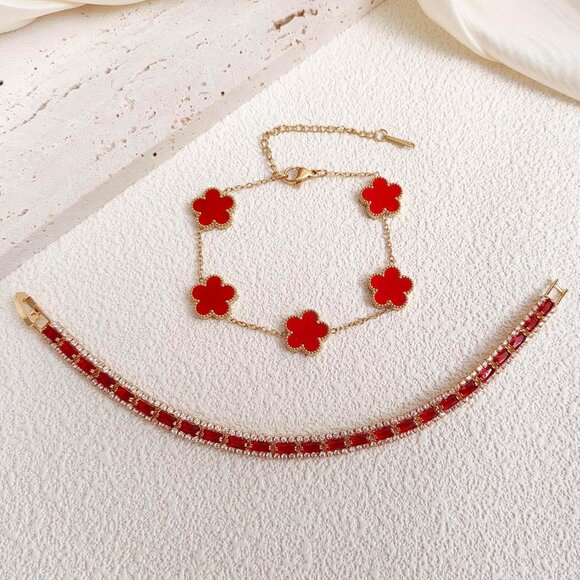 2Pcs Stackable Bracelet Set for Women Cubic Zirconia Tennis Bracelet Adjustable - Picture 3 of 6